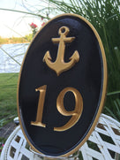 Carved Road Address plaque - House number with anchor or other stock image (HN1) - The Carving Company