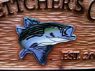 Cedar Camp Sign with Striped Bass fish image (C7) - The Carving Company