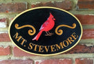 Personalized Camp Name Entrance Sign With Cardinal or other bird (C6) - The Carving Company