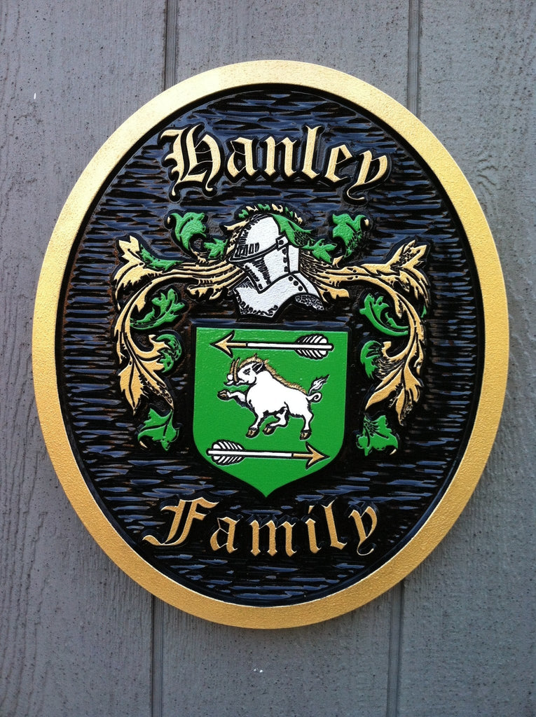 Family Crest / Coat of Arms - Carved and made to order (FC8) - The Carving Company