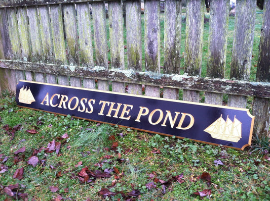 Custom Carved Quarterboard sign with sailing ships (Q7) - The Carving Company