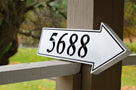 Arrow Shaped House Number Sign Pointing Right  angle view (A87)