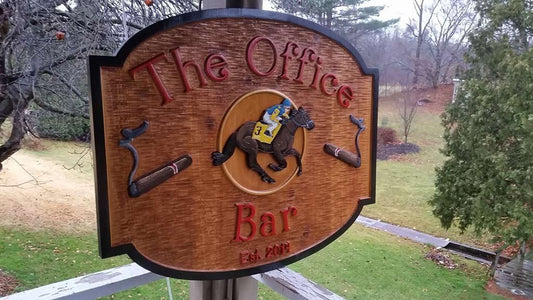 Custom Carved Bar Sign for Home or Office (BP54) - The Carving Company