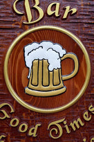 Custom Carved Cedar Pub Sign with Custom Image and tag line (BP26) - The Carving Company