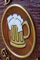 Custom Carved Cedar Pub Sign with Custom Image and tag line (BP26) - The Carving Company