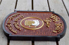 Custom Carved Cedar Pub Sign with Custom Image and tag line (BP26) - The Carving Company