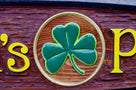 Custom Carved Cedar Pub Sign with Shamrock - horizontal (BP14) - The Carving Company