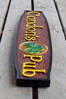 Custom Carved Cedar Pub Sign with Shamrock - horizontal (BP14) - The Carving Company