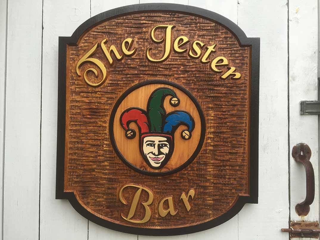 Custom Carved Wood sign for Bar, Pub or Tavern with Jester or other image (BP49) - The Carving Company