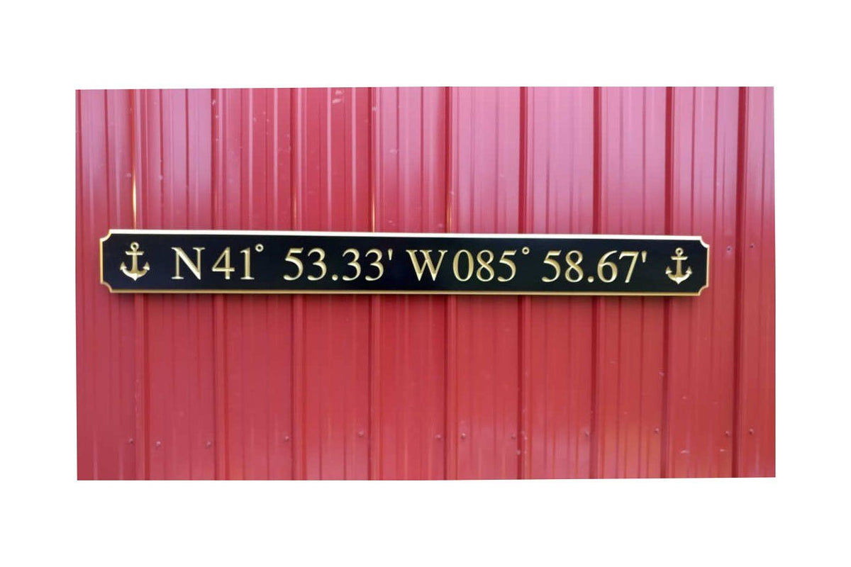 Coordinates Sign - Custom Carved Quarterboard - Add your Coordinates or Text (Q50) - The Carving Company far away view