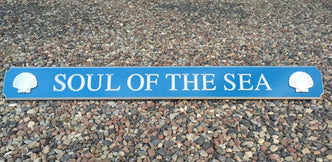 Soul of the sea quarterboard painted blue and silver