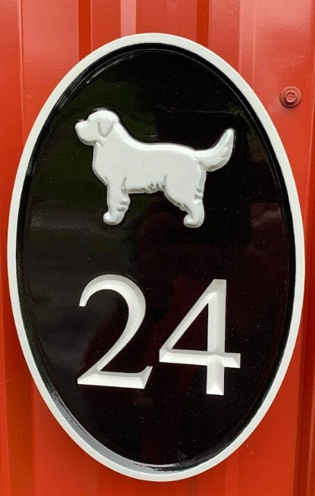 Any color Carved House number with starfish, or other image (A72) House Number with Nautical Theme The Carving Company 6.5" x 10" Dog