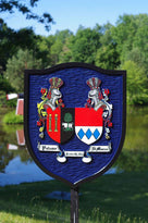 Custom Historic Family Crest Sign - Coat of arms - Double Name Shield (FC14) - The Carving Company