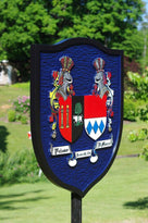 Custom Historic Family Crest Sign - Coat of arms - Double Name Shield (FC14) - The Carving Company