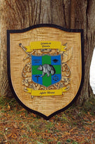 Family Crest / Coat of Arms / Shield Badge Custom Carved and Painted (FC17) - The Carving Company