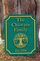 Personalized Entrance Name Sign With Tree or other image - Custom Carved Family Sign (LN41) - The Carving Company