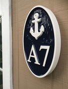 Carved Street Address plaque / House number and letter with anchor (A138) - The Carving Company