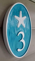 Carved Street Address plaque / House number and letter with anchor (A138) - The Carving Company