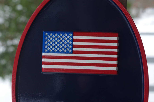 Carved Street Address plaque / House number with American Flag or other image (A137) - The Carving Company
