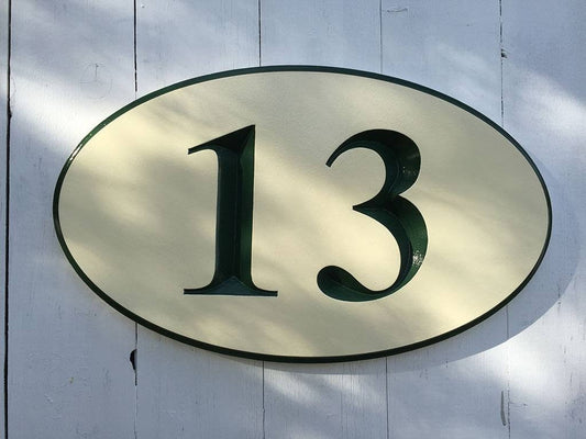 Custom Carved House Marker Number - Oval Street address Sign (A104) - The Carving Company