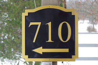 Custom Carved House Number - Street address Sign with Arrow (A157) - The Carving Company