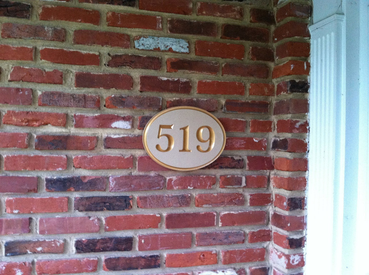 Custom Carved Oval House Number Plaque with Recessed Numbers (A156) - The Carving Company