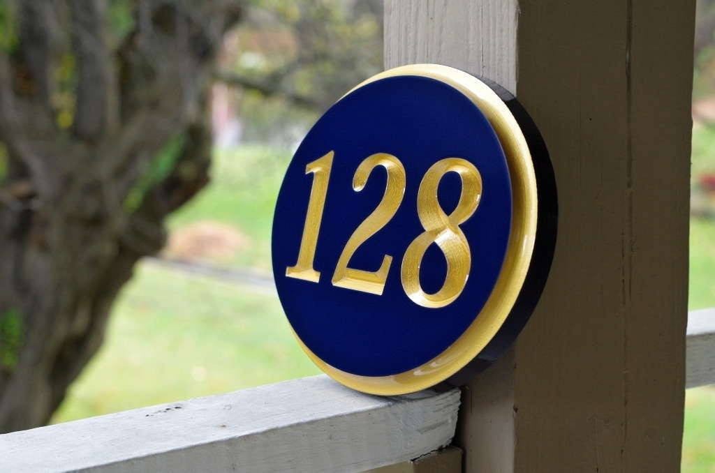 Custom Carved Oval House Number Plaque with Recessed Numbers (A17) - The Carving Company