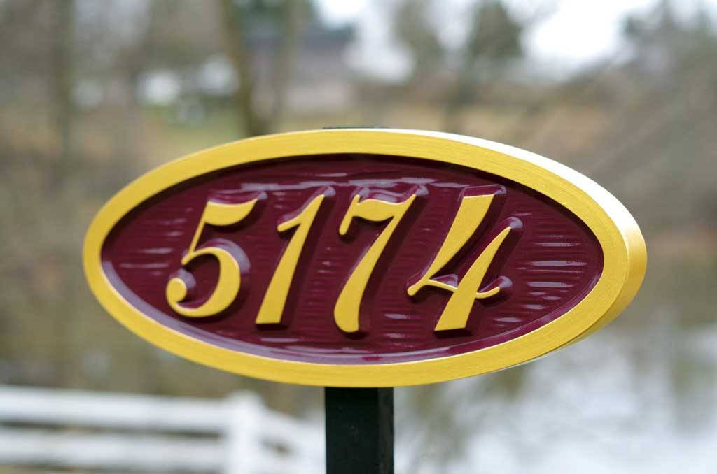 Custom Carved Oval House number / Street Address Sign - Made to Order (A10) - The Carving Company