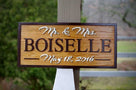 Mr. and Mrs. Wedding Date Sign Custom Carved from Oak (LN28) - The Carving Company
