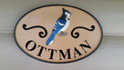 Personalized Last Name Entrance Sign With Eastern Blue Bird or other bird (LN31) - The Carving Company