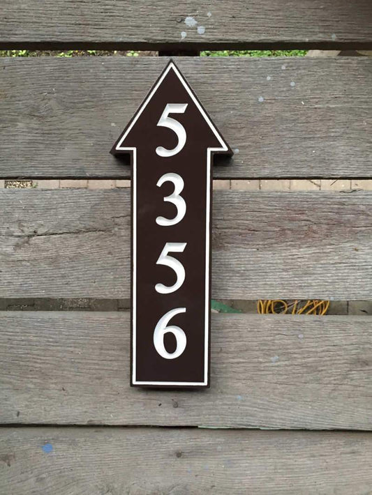 Exterior Directional House Number Sign Pointing Up, Right or Left, Down (A178) - The Carving Company