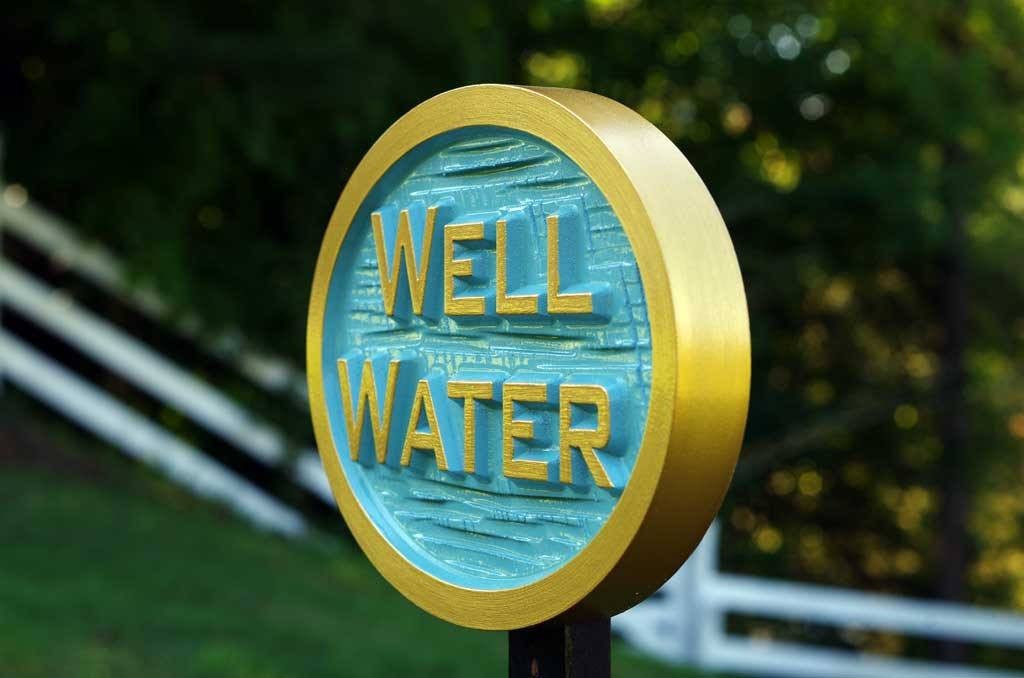 Carved Rain or Well Water notice Plaque- Irrigation Sign (LN45) - The Carving Company