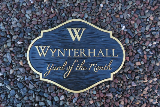 Yard of the Month Sign for neighborhood with image (B69) Neighborhood Yard of Month sign The Carving Company
