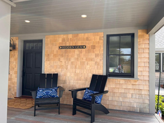 Quarterboard on porch