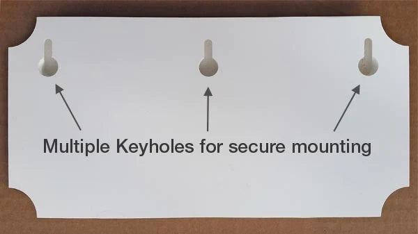 Keyholes on the back of a sign