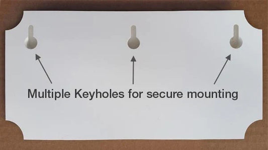 Keyholes on the back of a sign