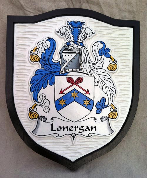 Lonergan family crest sign - front view