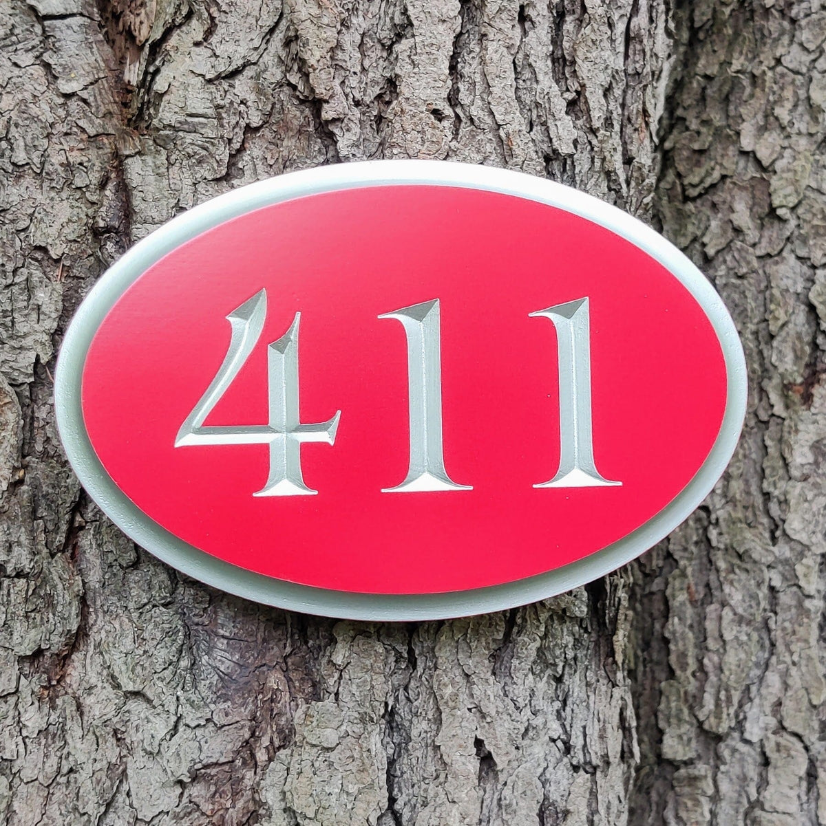 411 House number sign oval