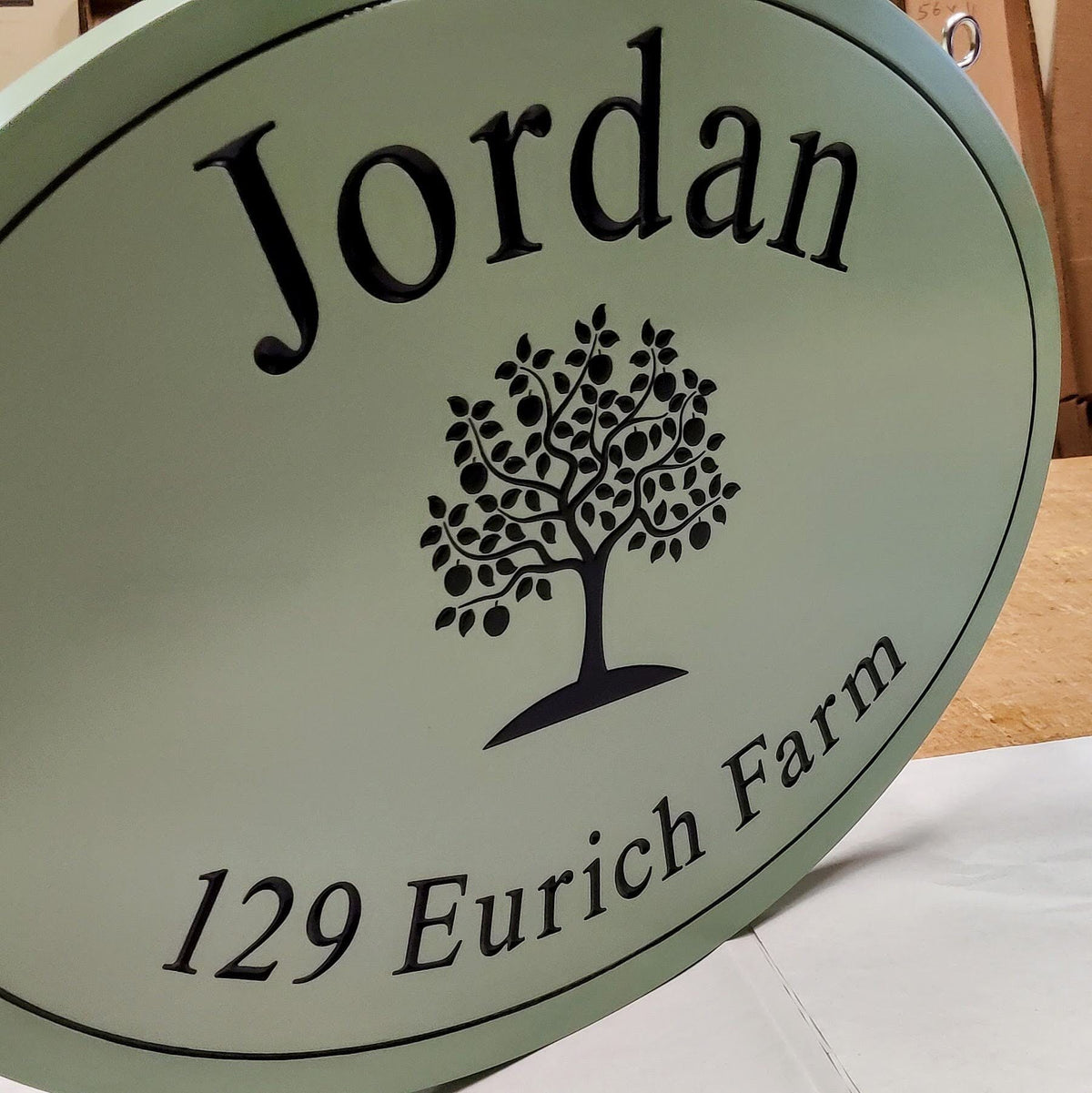 Jordan sign with apple tree image