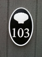 Any color Carved House number with shell image (HN1) - The Carving Company front view2