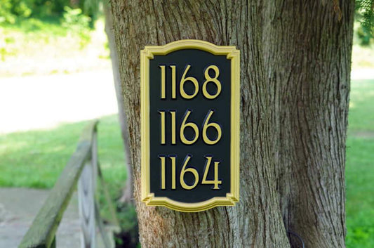 Multiple Number Entrance sign for Business Front - With Ornate Frame Custom Made to Order (HN5) - The Carving Company
