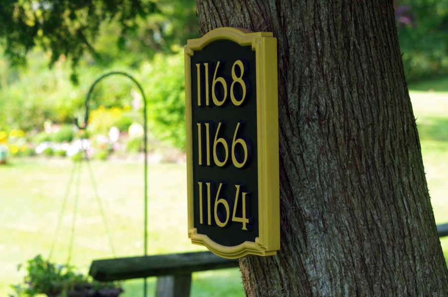 Multiple Number Entrance sign for Business Front - With Ornate Frame Custom Made to Order (HN5) - The Carving Company