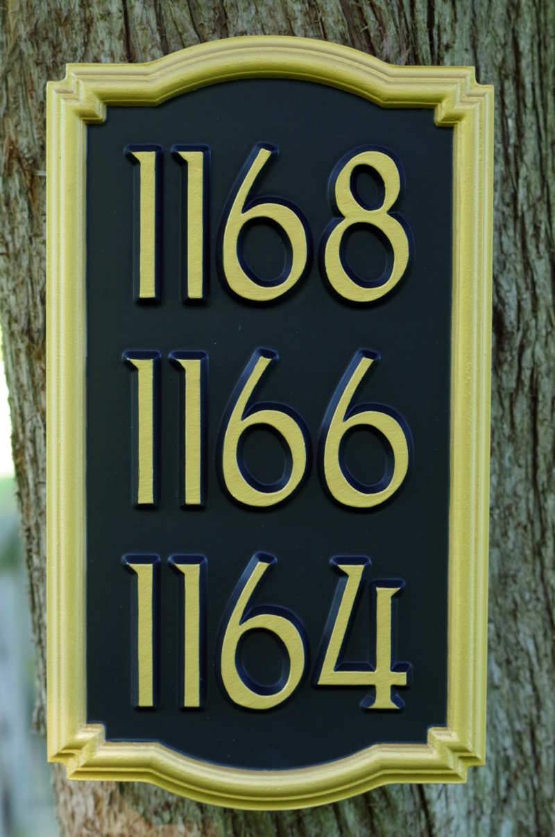 Multiple Number Entrance sign for Business Front - With Ornate Frame Custom Made to Order (HN5) - The Carving Company