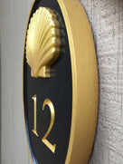 NEW! - House number sign with Realistic 3 dimensional shell - Carved Street address marker (A179) - The Carving Company