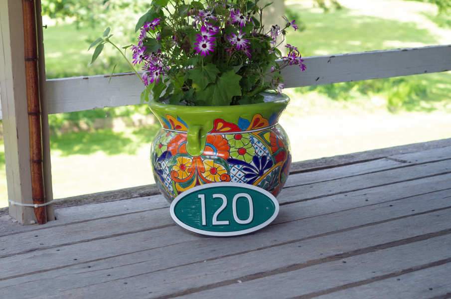 Custom Carved House number / Street Address Sign - Mid Century Modern Font (A98) - The Carving Company