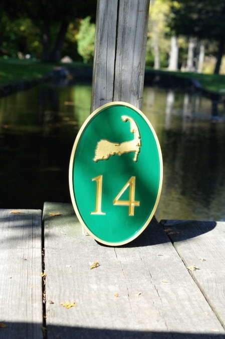 Carved House number with Cape Cod Border, or other image in any color (HN6) - The Carving Company