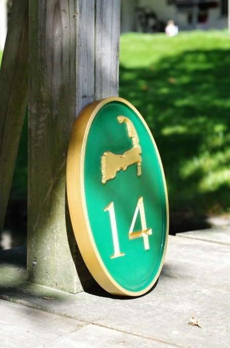 Carved House number with Cape Cod Border, or other image in any color (HN6) - The Carving Company