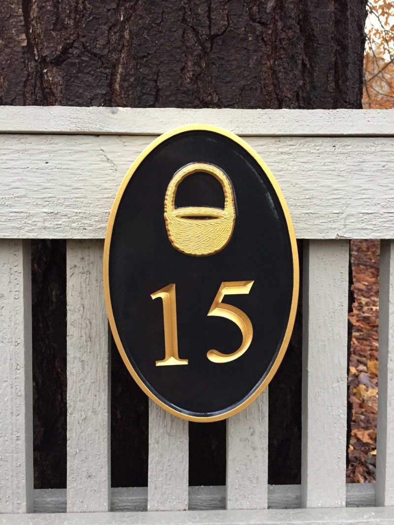 Carved House number with Adirondack Chair Motif or other image (HN8) - The Carving Company