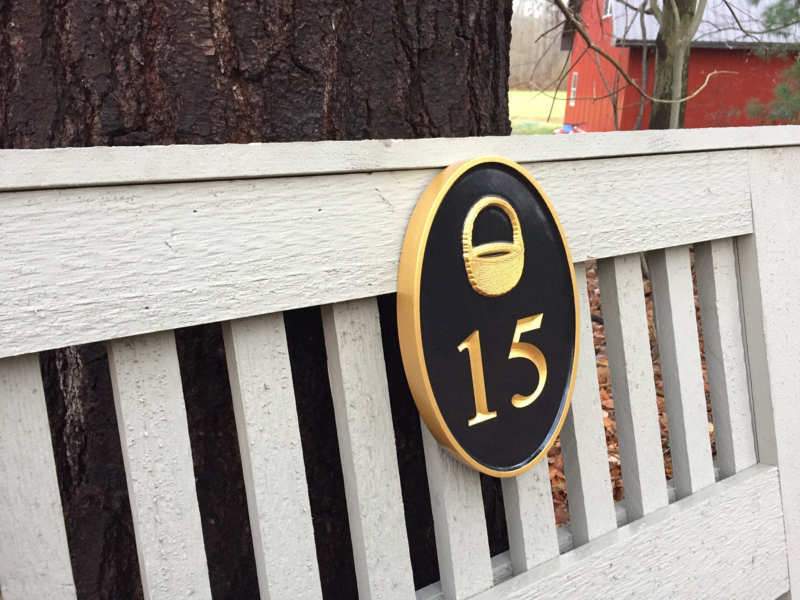 Carved House number with Adirondack Chair Motif or other image (HN8) - The Carving Company
