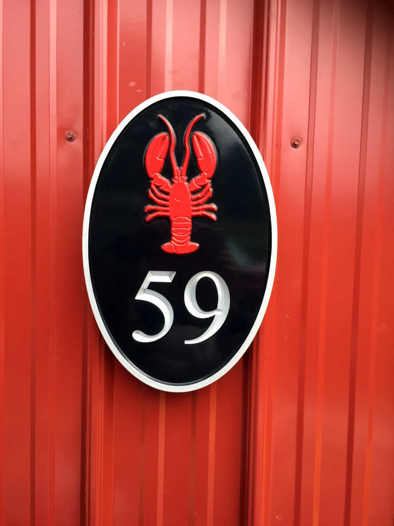 Any color Carved House number with starfish, or other image (A72) - The Carving Company